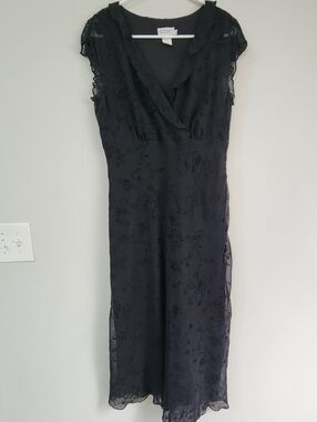 CDC Black Midi Sheer Dress Women's Size M Formal Whimsigoth Dark Fairy Y2K 90's